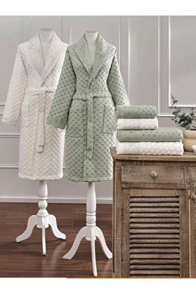 Özdilek Mistico 6'lı Aile Bornoz Seti Krem-Yeşil