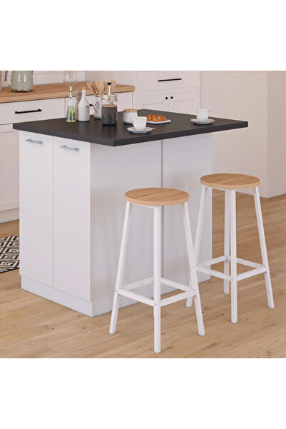 Tdesigno Melo Mutfak Adası- Çok Amaçlı Dolap-Erzak-Mutfak-Kiler Dolabı-Kahve Köşesi-Beyaz-115 cm-Çift Taraflı