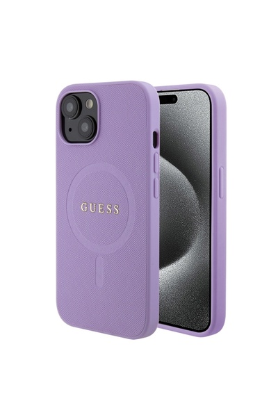 Guess Husă pentru iPhone 15 Saffiano MagSafe - Violet
