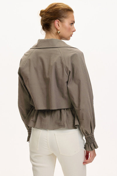 Exquise Shirt Collar Raglan Sleeve Regular Lined Cotton Jacket