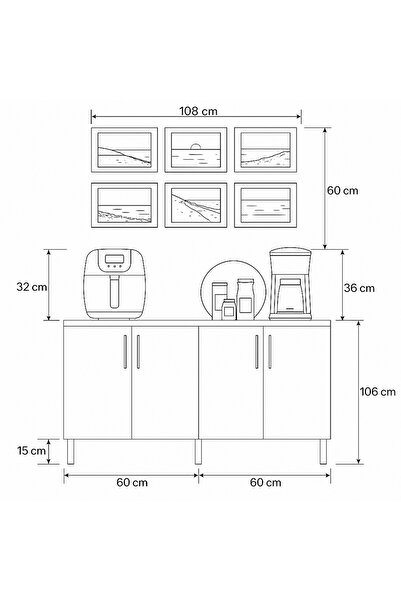 Yek E-1 SERİSİ 4 KAPAKLI ÇOK AMAÇLI DOLAP ERZAK DOLABI EKSTRA MUTFAK DOLABI