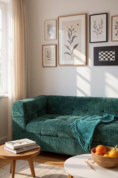 JOJO HOME Elysium Sofa, HD Foam, L x W x H: 200 x 96 x 74cm, Emerald Green