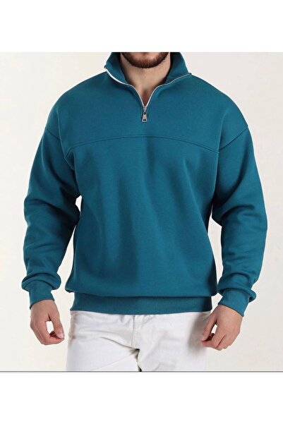 Yarım Fermuarlı Oversize Sweatshirt
