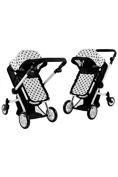 LeanToys Carucior de papusi 2 in 1 pentru copii Alice, dimensiune 64 x 38 x 68 cm, cu spatar, capotina si man