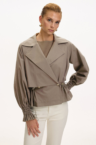 Exquise Shirt Collar Raglan Sleeve Regular Lined Cotton Jacket