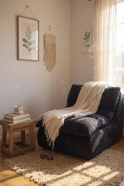 JOJO HOME Premium Lounge Armchair, HD Foam, L x W x H: 80 x 100 x 74 cm, Black