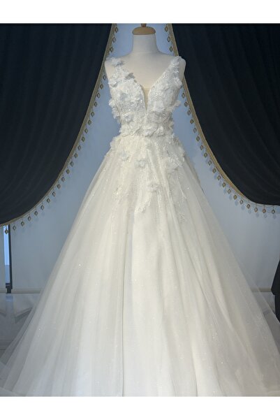 Miss Monalisa Moda Miss Monalisa Gelinlik 3D Çiçekli Transparan