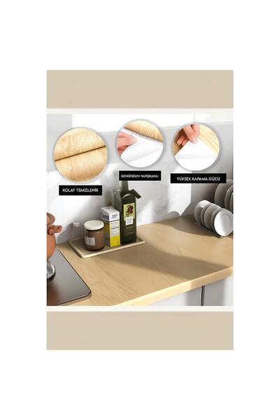 Askımo 5 mt x 60 cm Kendinden Yapışkanlı Doğal Ahşap Dokulu Duvar Dolap Masa Mutfak Tezgah Kaplama