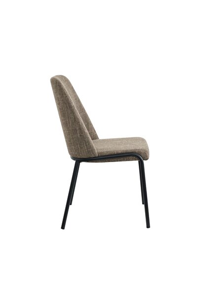 Danube Home Agata Fabric Dining Chair Set of 2 - Brown/Black Upholstered Metal Dining Chairs for Dining Room