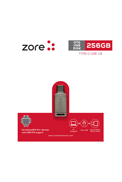 BUTAM BİLİŞİM Zore 3.0 Type-C Metal Otg 256 Gb - Silver