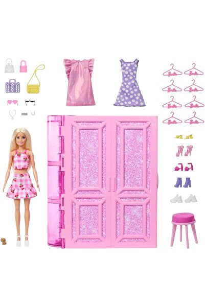 Barbie مجموعة ألعاب خزانة الأحلام مع دمية أزياء وإكسسوارات HXD58 (للأعمار من 3 سنوات فما فوق)