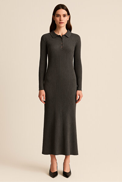 RTD&VLD فستان تريكو طويل للنساء من فيتا-180 فالين، لون أنثراسايت