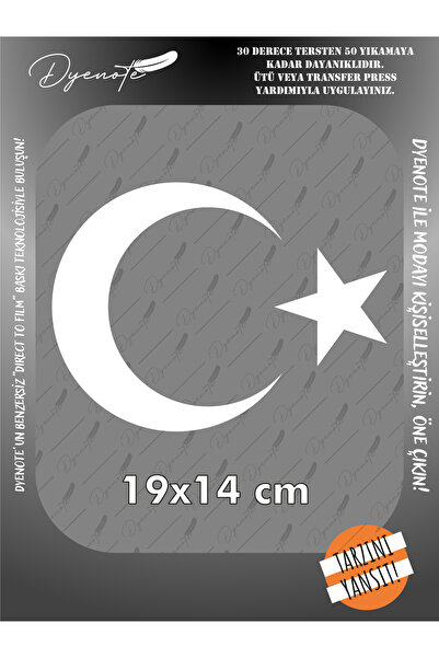 DYENOTE Ay Yıldız Beyaz Kumaş Aplike Yama Ütü Ile Yapışan Transfer Kağıdı Dtf...