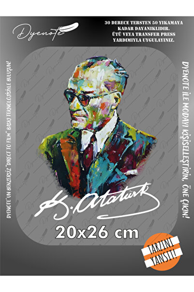 DYENOTE Kemal Atatürk Portre Kumaş Aplike Yama Ütü Ile Yapışan Transfer Kağıd...