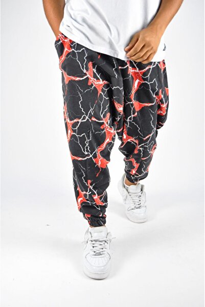 Superbluemexico Unisex Casual Digital Lightning Pattern Printed Sweatpants