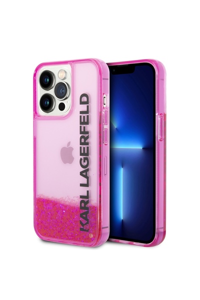 Karl Lagerfeld Carcasă pentru iPhone 14 Pro, Hardcase cu sclipici lichid - Roz