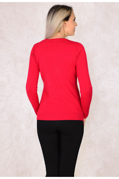 Elis Fashion Marble Cat Red Sweater