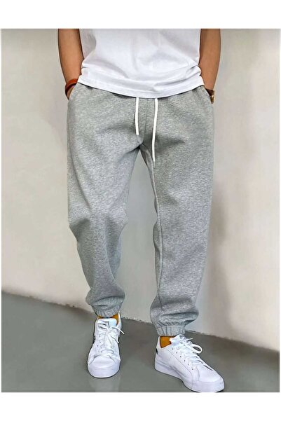 BERYY MODA Pantaloni de trening gri de iarnă cu manșete elastice