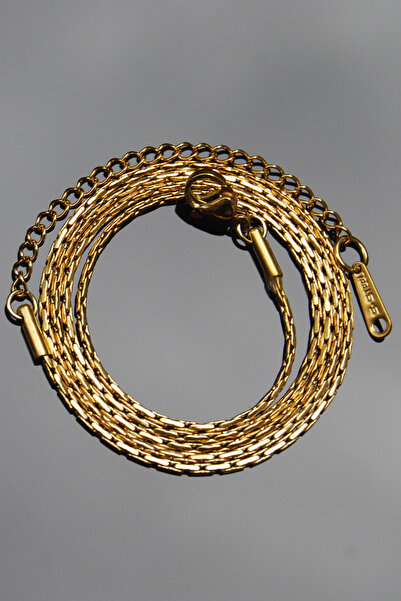 Rua Jewelry Çelik Italyan Recta Kolye 1 Mm Altın Renk | Kararmaz ,unisex ,2 Yıl Garantili