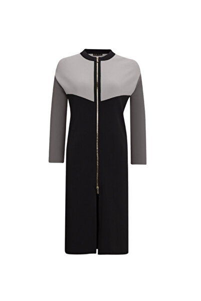 MISS DALIDA Fermuarlı Üç Renk Siyah Uzun Hırka