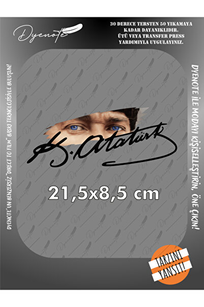 DYENOTE Kemal Atatürk İmza Kumaş Aplike Yama Ütü Ile Yapışan Transfer Kağıdı ...