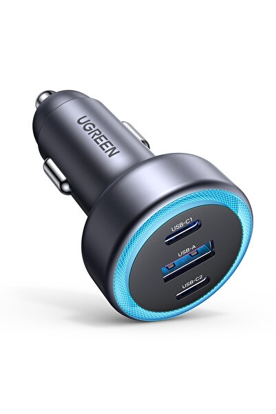 Ugreen 30W 3 Portlu Araç İçi Şarj Cihazı Çakmaklık Adaptörü, 45843