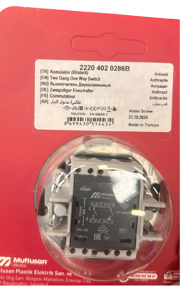 Mutlusan RİTA KOMÜTATÖR VİDALI ANTRASİT BLİSTERLİ