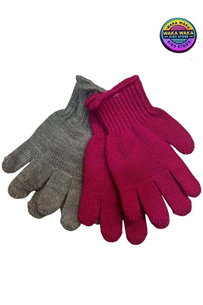 ww waka waka kids store Unisex Πλεκτά Παιδικά Γάντια Σετ 2 Ζεστά Χειμερινά Πλεκτά Γάντια