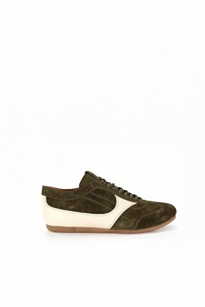 GIESTO Partial Leather Khaki Shoes