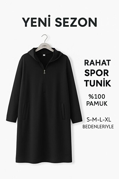 Naz KADIN SİYAH 2 İPLİK SPOR KAP-HIRKA