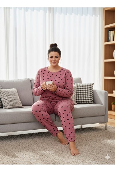FAMES PİJAMA Women's Pink Combed Cotton Pajama Set