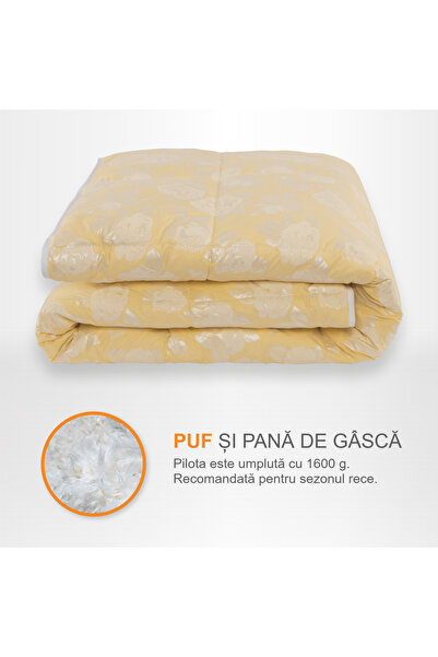 Pernador Duvet with 15% goose down and feather, 140x200 cm, Cream with silver roses