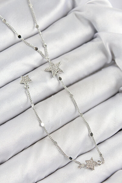 Skygo Brass Zircon Stone Star Model Silver Color Y Necklace - Tj-Bko10454