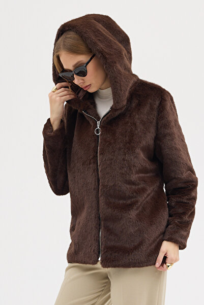 MODA DARELL سترة فاخرة بقلنسوة من فرو المنك