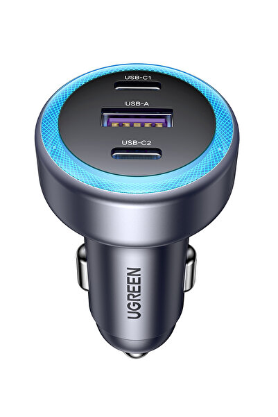 Ugreen 30W 3 Portlu Araç İçi Şarj Cihazı Çakmaklık Adaptörü, 45843