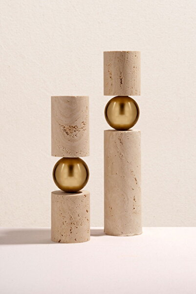 Paşabahçe Naturel Silindir Şamdan Mumluk Seti 2'li