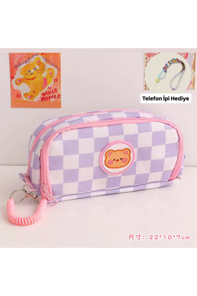 synshop حافظة أقلام رصاص كبيرة الحجم من قماش مربعات تيدي تيدي سينامورول ذات س...