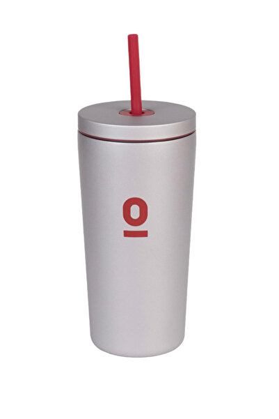 Espressolab Gray Metal Stainless Steel Thermos with Straw 520 ml with Lid No:94