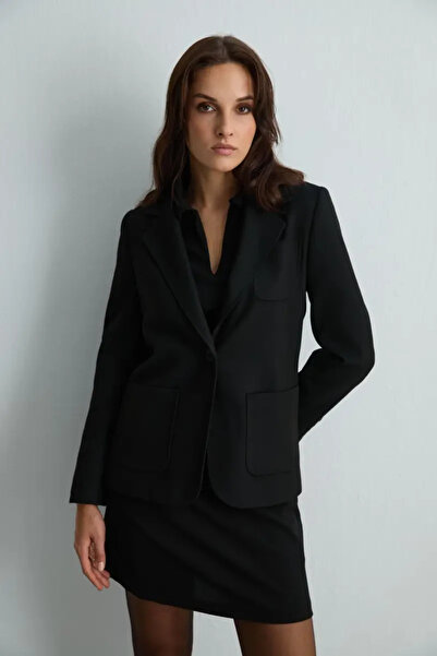 Gusto Yünlü Blazer Ceket - Siyah
