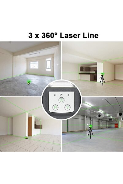 Huepar Laser level 503CG 3x360, green lines, self-leveling, USB-C, 1.85kg, 12.5x8.2x11.8cm, with now