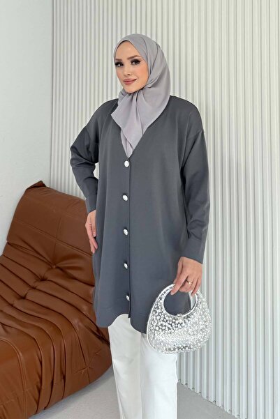 Melike Tatar Κρύα πλεκτή μακριά ζακέτα 70-2532