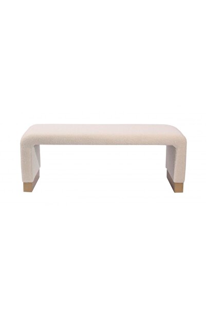 Danube Home Bowen Boucle Fabric Bench - Cream Upholstered Seating, Solid Wood Frame, 129x42x46cm, 2 Yrs Warranty