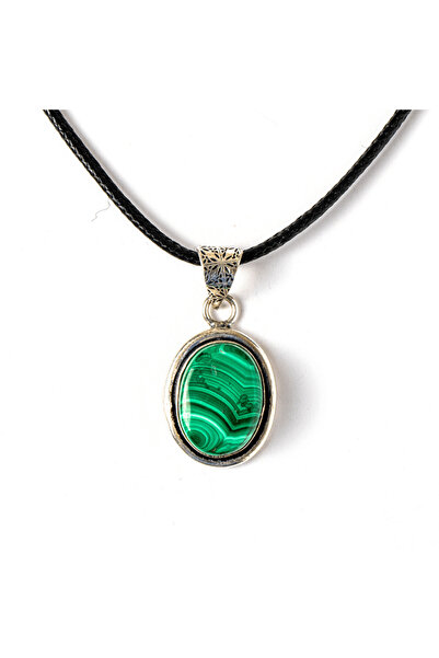 craftmystic Colier reglabil cu pandantiv oval din malachit - Echilibru energetic și protecție