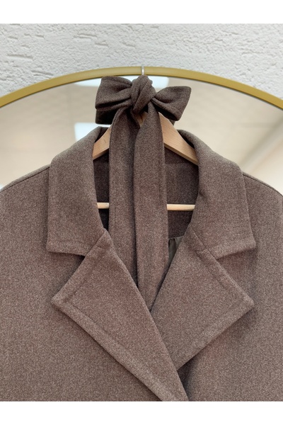 BENAHOLL Camasya Buttoned Sleeve Double Pocket Cashmere Coat-He2901 Brown