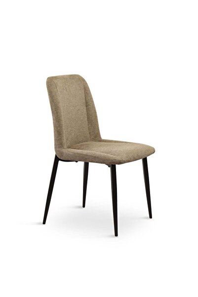 Danube Home Calus Dining Chair Set of 2 - Light Brown Upholstered Metal Chairs with 2-Year Warranty