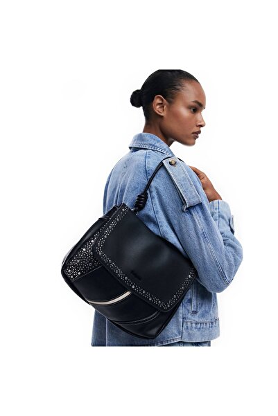 Desigual 2-in-1 women's bag, handbag, shoulder bag and backpack, Desigual, Punkette Posadas series, Black