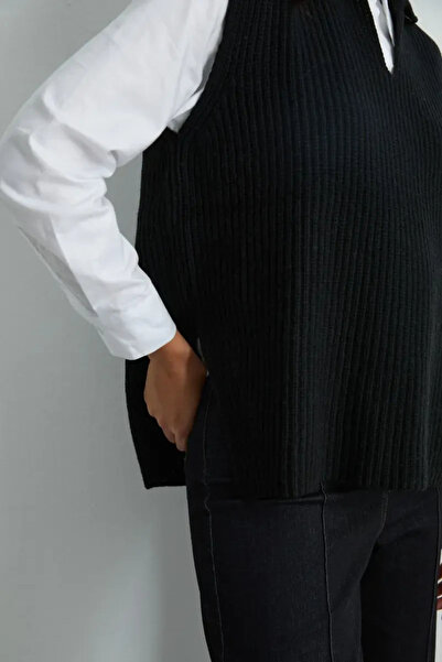 Gusto Yünlü Triko Süveter - Siyah