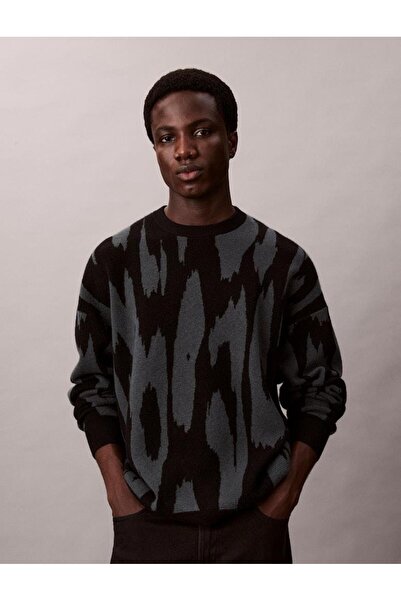 Calvin Klein LS ABSTRACT JACQUARD CRWNK SWTR