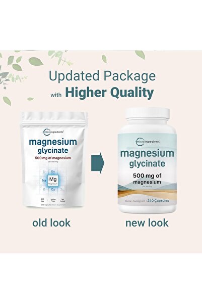 Micro ingredients Magnesium Glycinate 400mg with Vitamin C - 200 Capsules, Elemental Magnesium 400mg