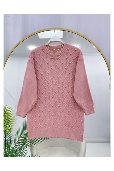 YEDİLALE Zero Neck Tricot Sweater with Pompon Detail